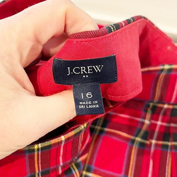 J. Crew Tartan Cropped Straight Leg Plaid Holiday Pants Red 16 - Picture 2 of 5